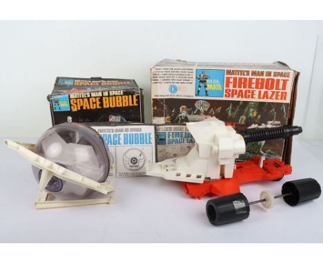 Two Vintage Major Matt Mason Vehicles Boxed by Mattel, Including Mattels Man in Space Space Bubble, appears to be complete wi