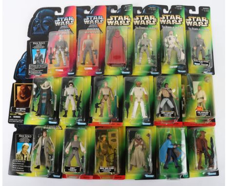 Eighteen Star Wars Power of the Force Power of the Jedi carded action figures Kenner, 1996-1999, bubble yellowing and dents t