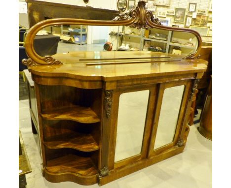 Rosewood Victorian mirror back credenza with carved detail and mirrored doors 177 x 42 x 143 cm