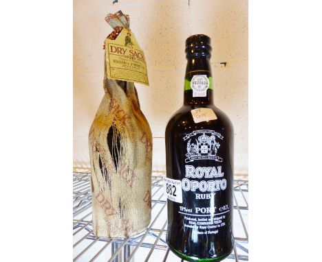 Bottle of vintage Dry Sack Sherry by Williams and Humbert, bottle of Royal Oporto Ruby Port 0.7l