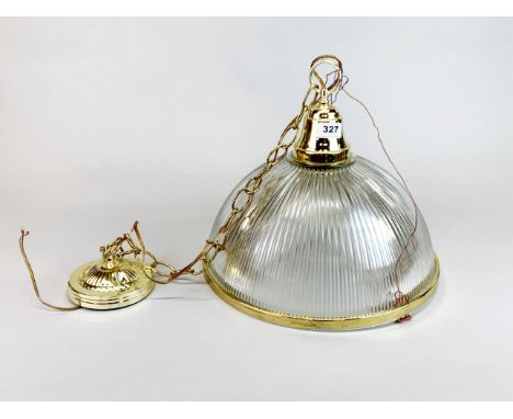 A heavy quality gilt brass and glass ceiling light, Dia. 38cm.