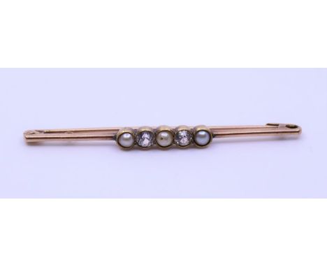 A Pearl and paste bar brooch&nbsp;
