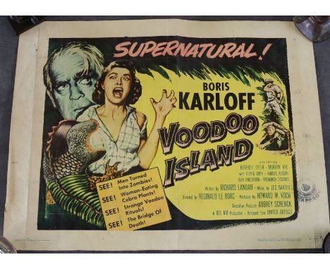 A vintage movie poster 'Boris Karloff-Voodoo Island' (1957)