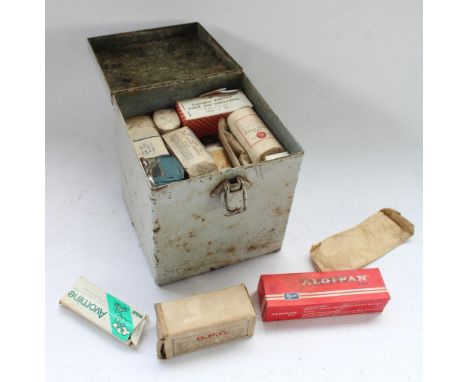 Vintage WW2 era first aid kit box with original contents 