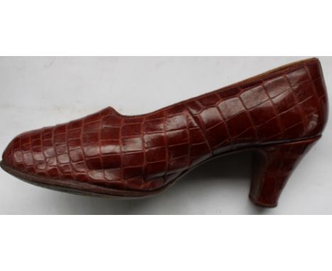 Pair of vintage ladies crocodile caught shoes (approx. size 5) together with a pair of Joseph Antell evening shoes 