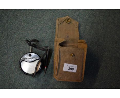 Military volt meter with crowsfoot arrow in webbing pouch 