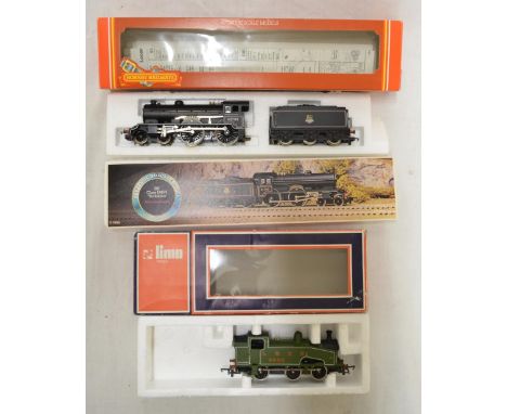 Two boxed Hornby OO gauge railway trains, railway engines, including  62700 Yorkshire, Lima LNER tank engine, both used condi