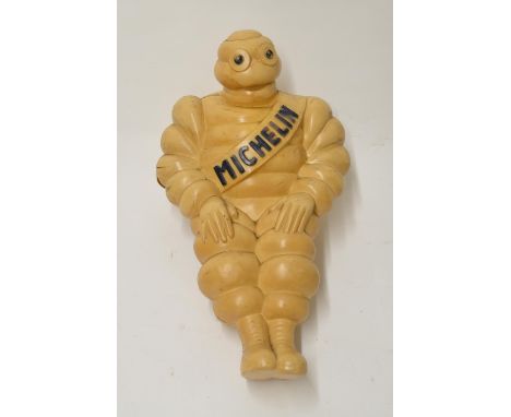 Vintage moulded plastic Michelin Man, some damage to back (A/F), approx W23cm H38cm