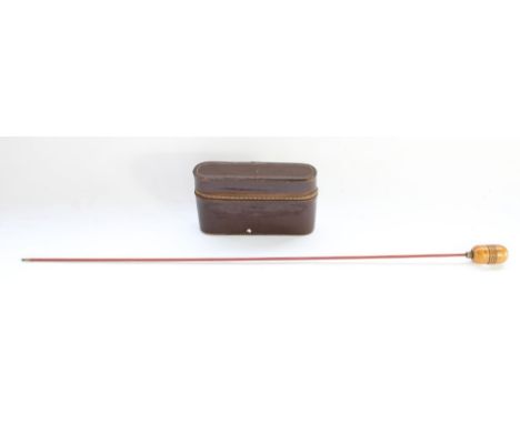 Vintage rifle barrel cleaning rod and leather gun cleaning case (empty) 