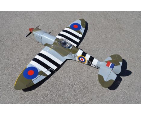 Kit built Balsa wood radio controlled flying model Spitfire MkXIV, approx 1:8 scale, wingspan 140cm, L123cm (no radio transmi
