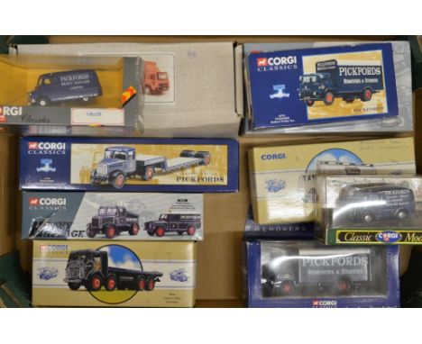 Collection of Pickfords diecast model vehicles, including Heartsmith Models Ltd, Volvo FL6, Allied Pickfords, all 1:50 scale,