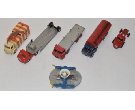 Five vintage diecast Corgi and Dinky vehicles, including Corgi Toys Karrier Gamecock, Corgi Major Toys Carrimore machinery ca