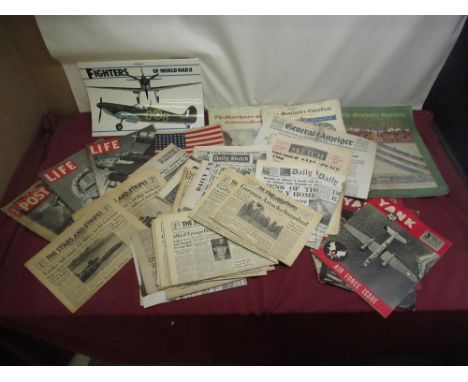 Collection of newspapers from WWII, 5 British Edition of Yank, the Army Weekly 1942-45, Life Dec 1st 1941 &amp; 14th May 1945