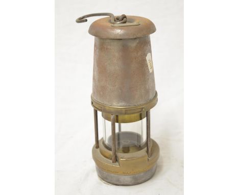 The Wolf Safety Lamp Co (W.M Morris) Ltd Sheffield, miner safety lamp, plate stamped GPO 1963 on top, H21cm 