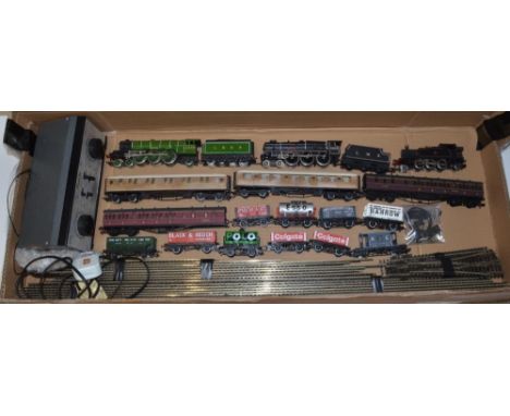 Hornby, Airfix and Lima OO gauge train models and track, coaches, rolling stock, Duett twin power supply unit, used condition
