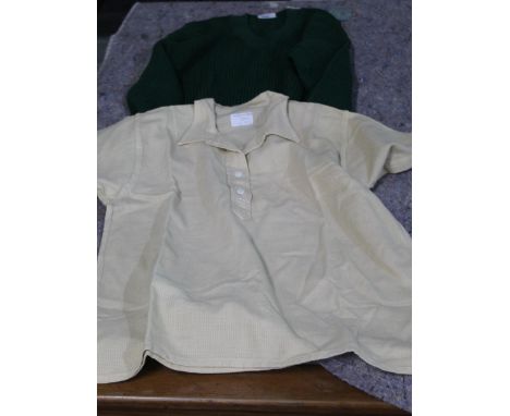 Land army green wool pullover and a land army type short sleeve shirt