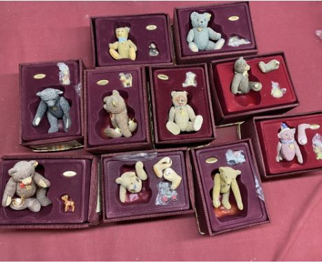 Ten steiff Enesco Collection two piece sets including 1970 Zotty Bear (A/F), 1998 Classic Silver Bear, 1930 Teddy Baby Bear, 