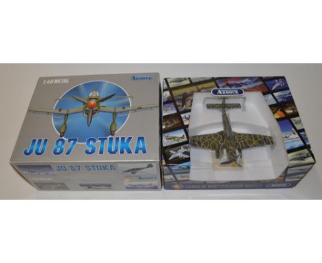 2 boxed Franklin Mint armour collection 1:48 scale diecast JU 87 Stuka models.ART98111 Ju87B Luftwaffe.ART98107 Ju87B Wasser 