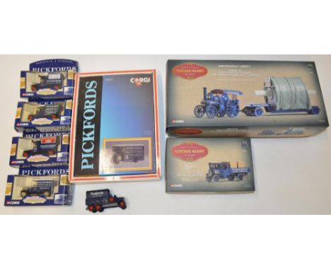 Collection of Pickfords die cast models including Corgi vintage glory of steam, Fowler B6 road locomotive low loader and cyli