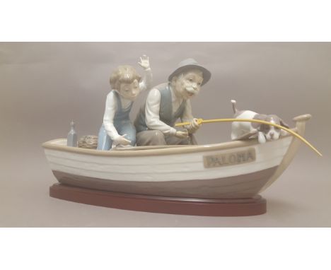 Lladro Group of a Boat & Fisherman