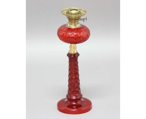 Victorian Ruby Glass Oil Lamp