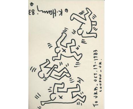 Artist: Keith Haring (American, 1958 - 1990). Title: "Four Dancers". Medium: Black marker drawing on paper. Date: Composed 19