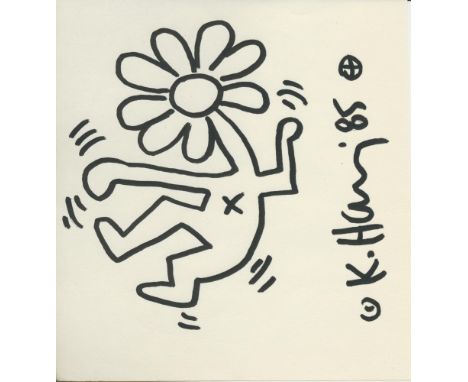 Artist: Keith Haring (American, 1958 - 1990). Title: "Daisy-headed Dancer". Medium: Black marker drawing on paper. Date: Comp