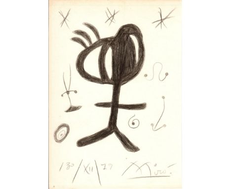 Artist: Joan Miro (Spanish, 1893 - 1983). Title: "Personage in the Starry Night". Medium: Pencil drawing on paper. Date: Comp