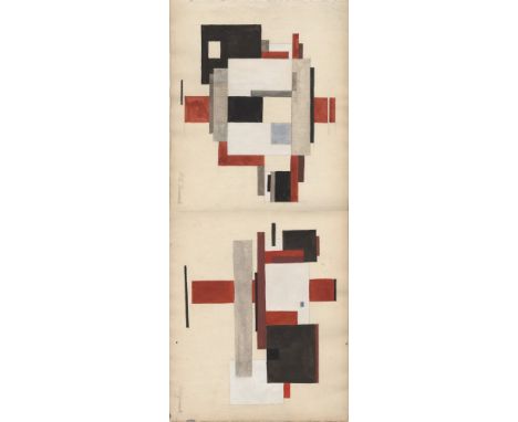 Artist: Ilya Chashnik (Russian, 1902-1929). Title: "Suprematist Compositions [pair on a single sheet]". Medium: Watercolor an