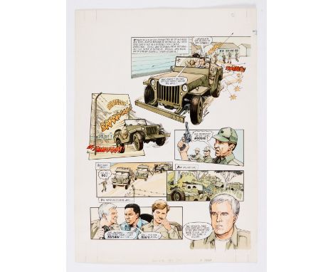 The 'A' Team original colour artwork (1985) by Maureen and Gordon Gray for Look-in magazine No 22 pg 8. Hannibal and Faceman 