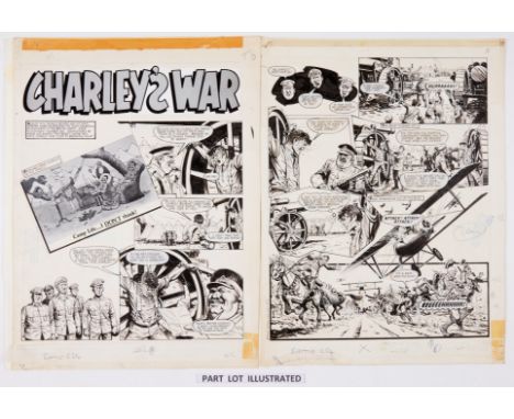 Charley's War: 3 original consecutive artworks (1981) by Joe Colquhoun with script by Pat Mills for Battle-Action 237 pgs 2-4