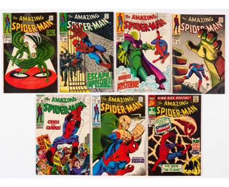 Amazing Spider-Man (1968-69) 63, 65-69. With King-Size Special 4 (1967). # 65 Tracing indentation to cover around Spidey's he