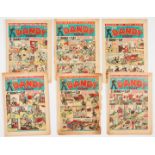 Dandy (1942) 205, 207-211 (Easter & April 1st Fun issue). Propaganda war issues. Desperate Dan in