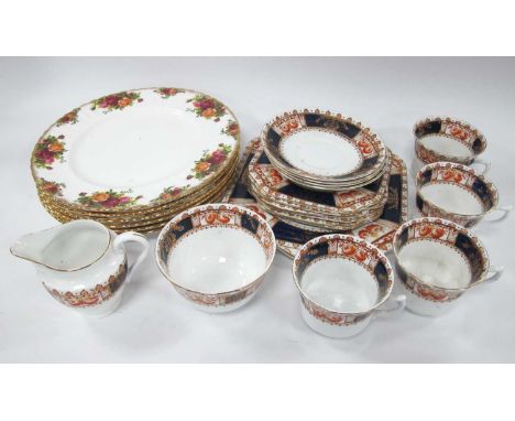 Royal Albert Old Country Roses dinner plates x 6 first quality together with a late Victorian Royal Vale Longton part tea ser