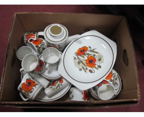 Meakin 'Poppy' Table Pottery, of approximately forty-six pieces, including teapot.