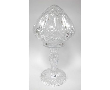 A Cut Glass Table Lamp, with mushroom shade, approx. 43cm high.