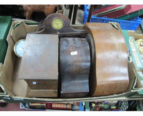 Westminster Chimes Mantle Clock (x 2), metal cased mantle clock (later back panel), small wooden cased example 2, movements a