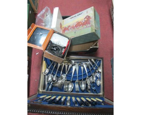 Viners Canteen of Various Cutlery, Escalado with metal horses, Old Country Roses cake forks and slice, microphone, Japanese m