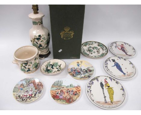 Mason's 'Chartreuse' Table Lamp, Jardinette, plate and dish, Villeroy &amp; Boch design 1900 plates (x 3). Three by Poole:- O