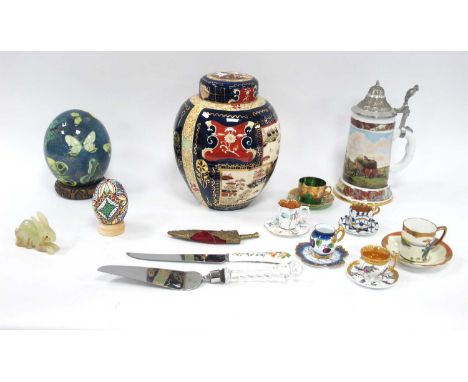 Mason's 'Double Landscape' Ginger Jar and Cover, 24cm high, cabinet cups and saucers, cake knife and slice, Julie Morgan pott