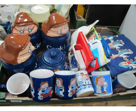 A Collection of Wade Tetley advertising ceramics to include cookie jar x3, teapot, teacups, others by Staffordshire Kiln Craf