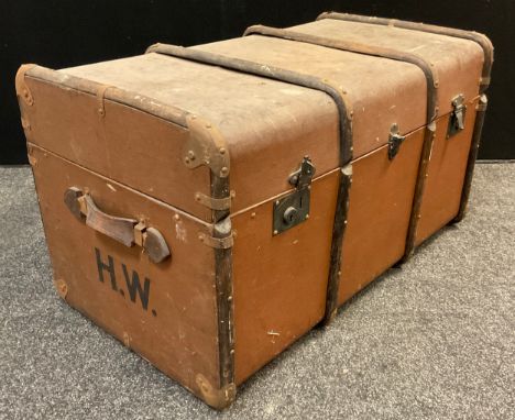 A late Victorian Dome-top steamer trunk, 51cm high x 92cm wide x 55cm deep. 