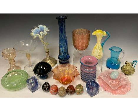 Art glass - late 19th to mid 20th century - a Richardson’s of Stourbridge tall ribbed glass, 14cm high, c.1880, and a similar