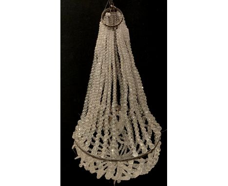 First half of twentieth century empire- shape chandelier, clear ball beads, 70cm long 