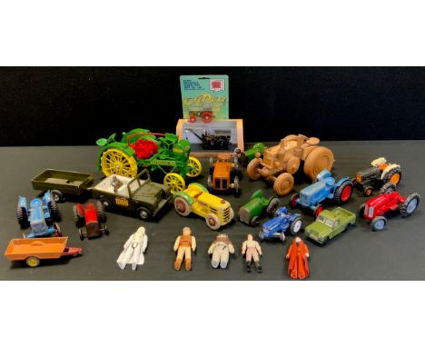 Diecast and wooden vehicles - Triang Minic, Dinky Toys, Crescent, Brio, Ertl  etc assorted scales, Tractors, trailers, Jeeps,