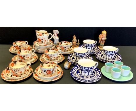 Ceramics - Royal Crown Derby 1128 blanks tea set for 4; a early twentieth century tea set for set for six; two Goebel figures