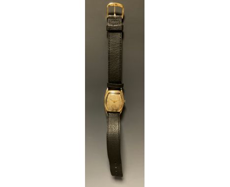 Gruen - Veri-Thin tonneau gold filled wristwatch, silver dial, Arabic numerals, subsidiary seconds, 24mm case ref 387/406/409
