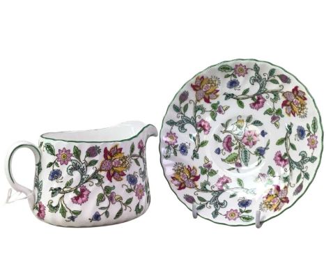 MINTON PART TEA SERVICE, HADDON HALL PATTERN comprising cups, saucers, side plates, and cream jug
