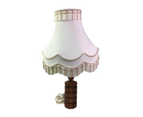 MID CENTURY TEAK TABLE LAMP, with shade73cm high