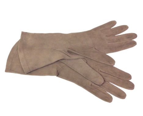 PAIR OF LADY'S CHRISTIAN DIOR TAUPE SUEDE GLOVES, size 7